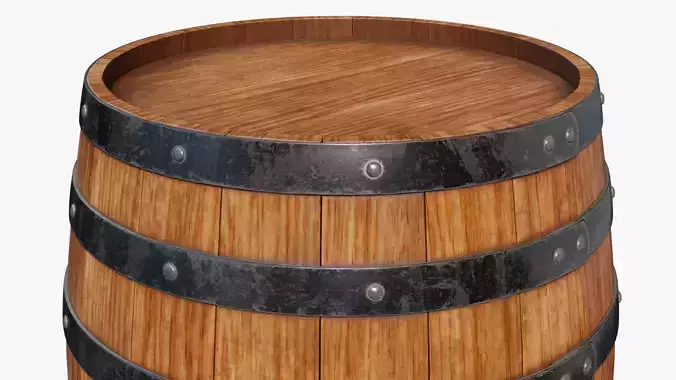 Wooden Barrel 02 3D model 4