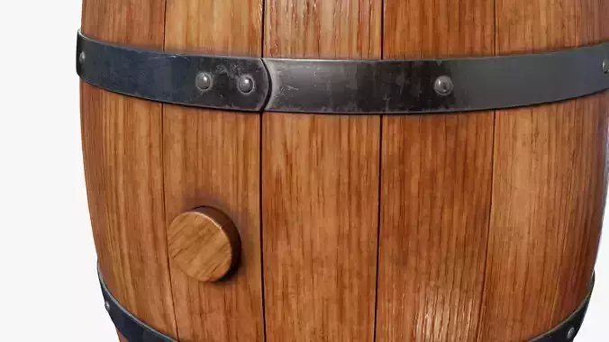 Wooden Barrel 02 3D model 5