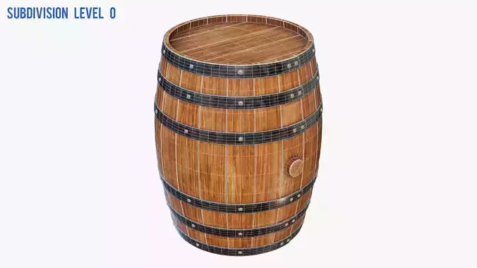 Wooden Barrel 02 3D model 7