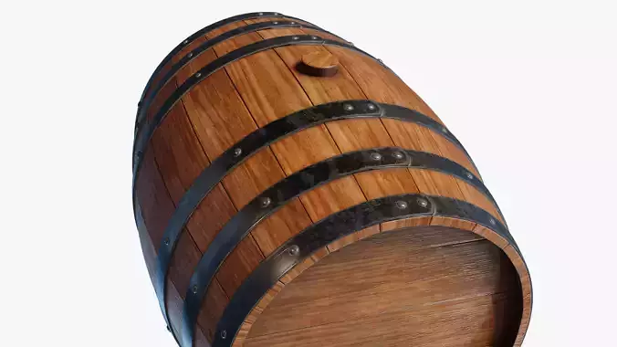 Wooden Barrel 02 3D model 3