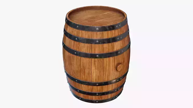 Wooden Barrel 02 3D model