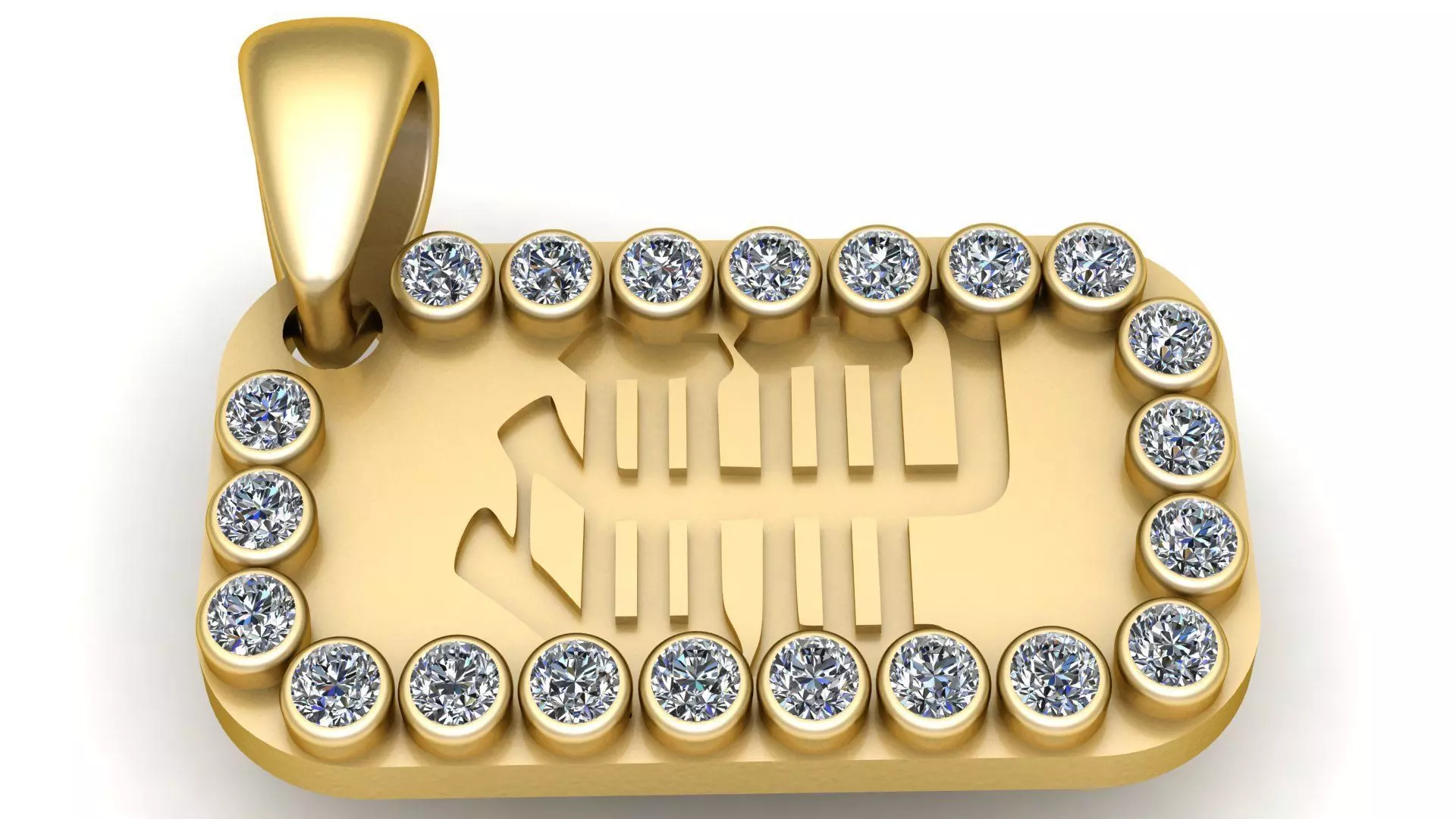 Luxury Gold Name Pendant with Diamond 3D print model