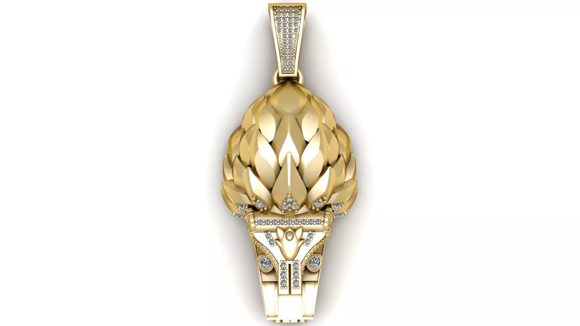 Luxury Gold Lion Head Diamond Pendant 3D print model