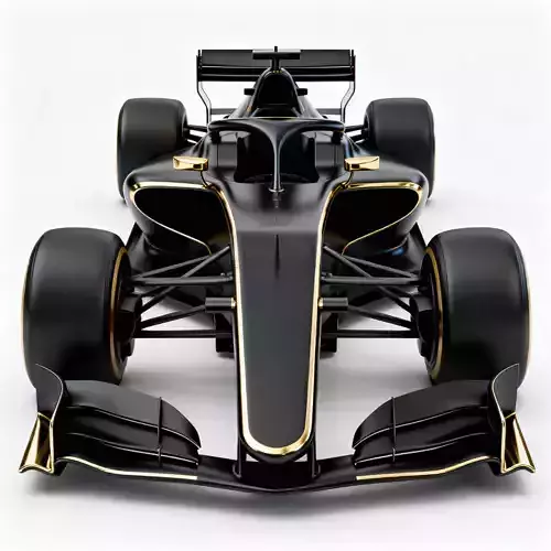 Matte Black and Gold Open-Wheel Race Car 3D Model