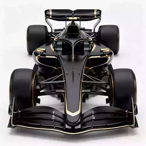 Matte Black and  Gold Open-Wheel Race Car 3D Model V02