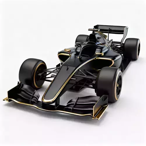 Matte Black and Gold Open-Wheel Race Car 3D Model  V03