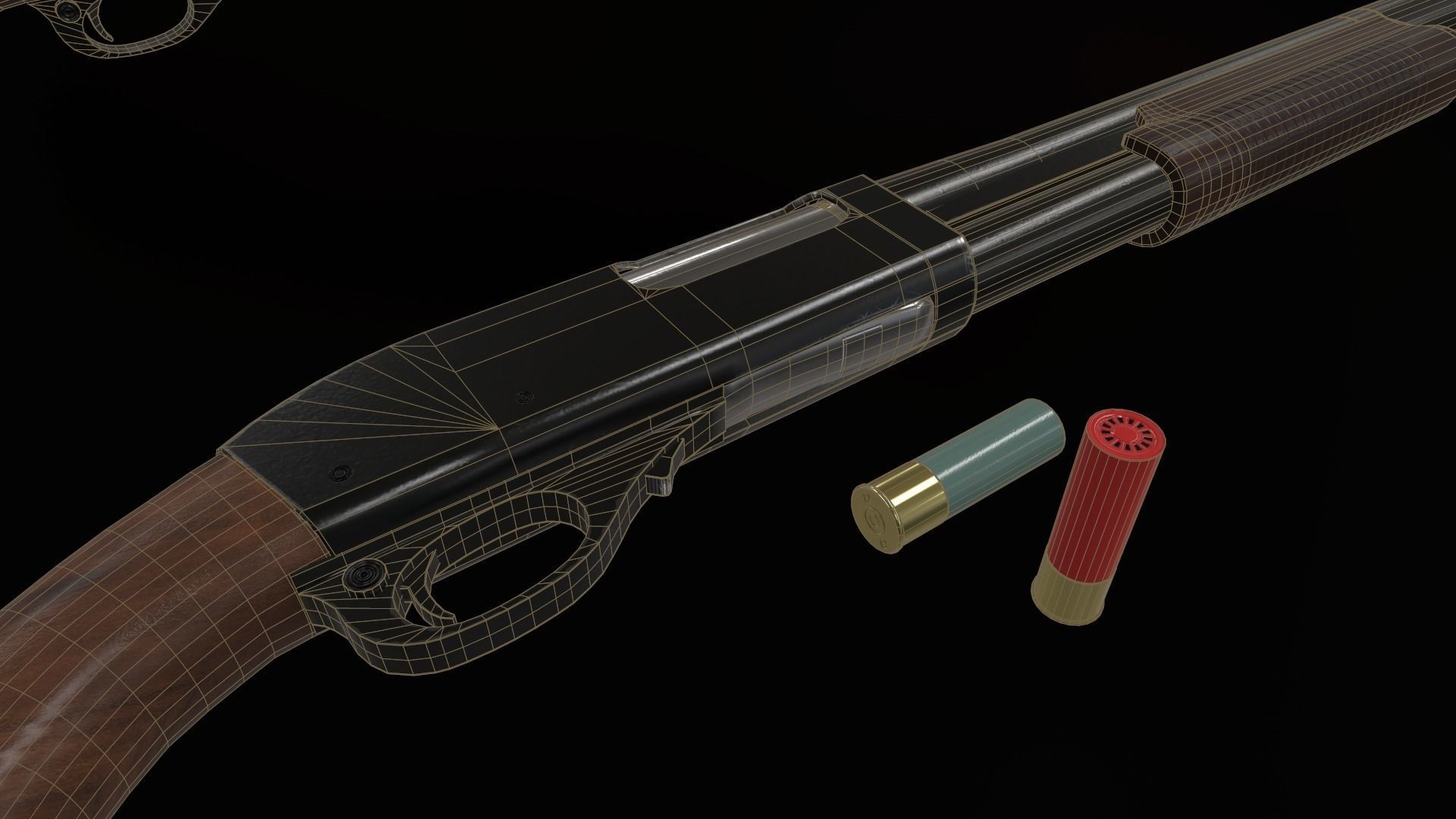 Game Ready Classic Shotgun Low-poly 3D model_9