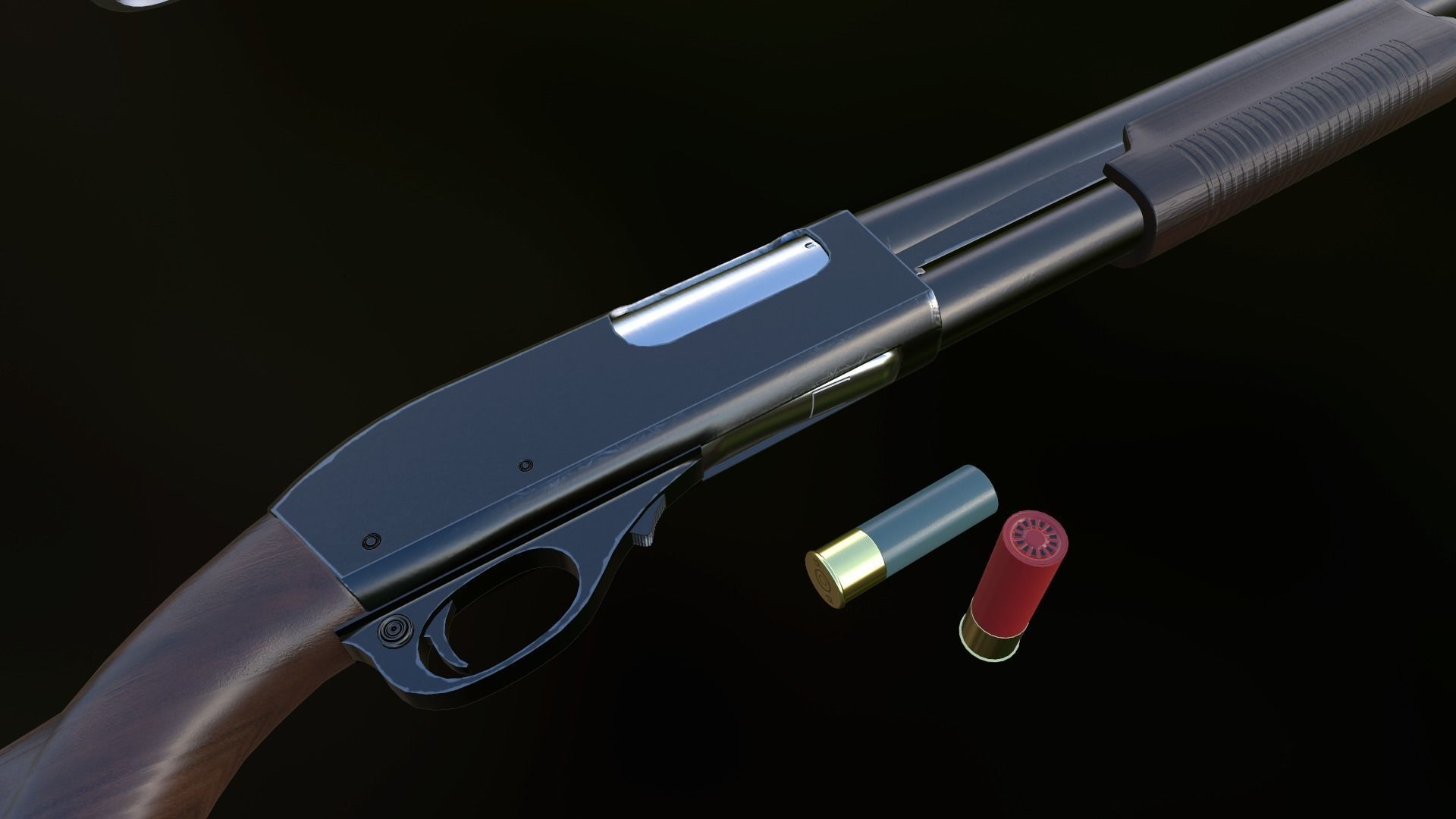 Game Ready Classic Shotgun Low-poly 3D model_5