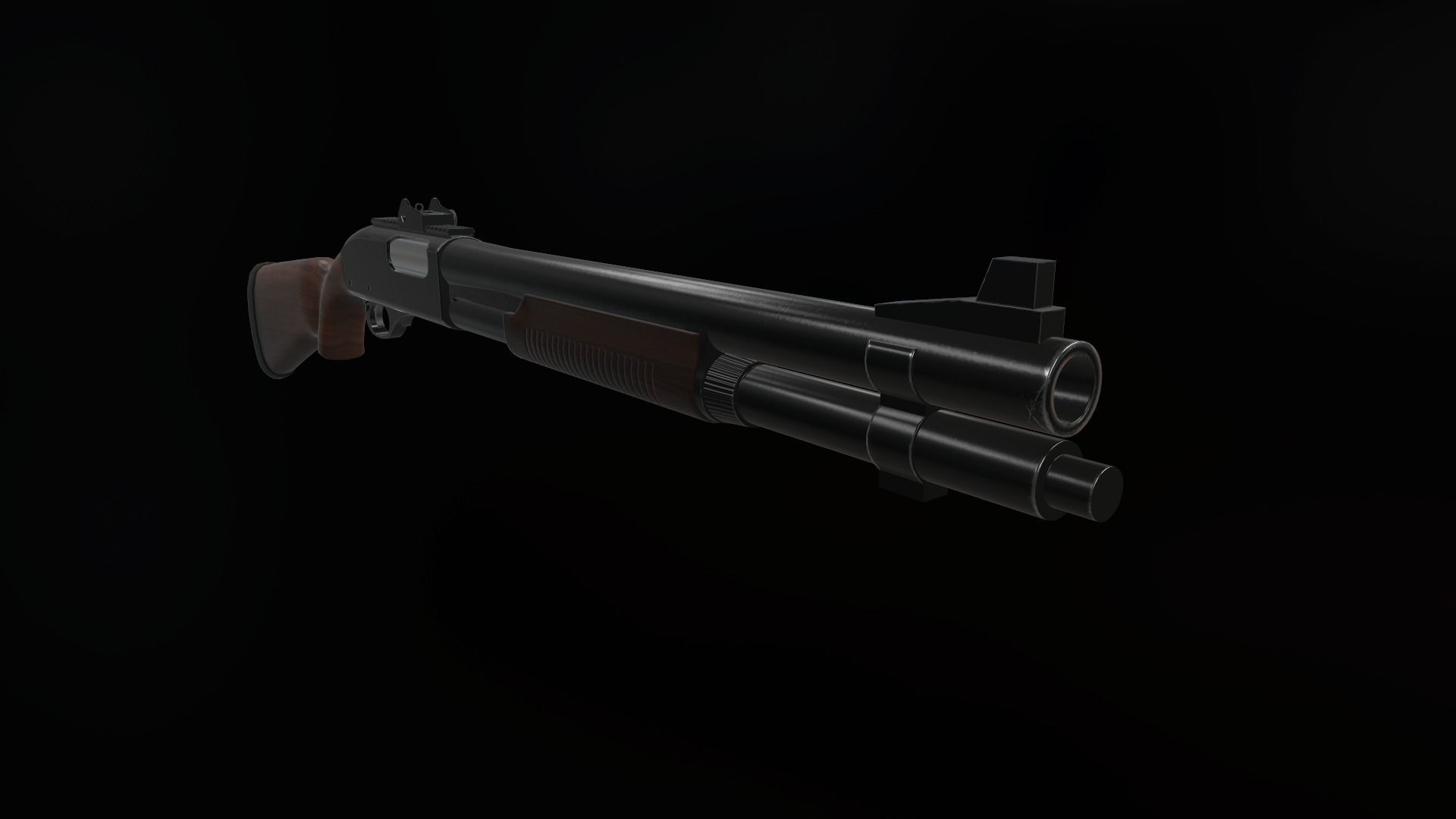 Game Ready Classic Shotgun Low-poly 3D model_1