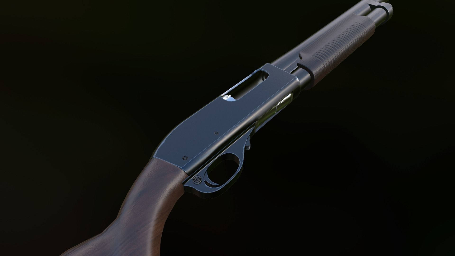Game Ready Classic Shotgun Low-poly 3D model_3