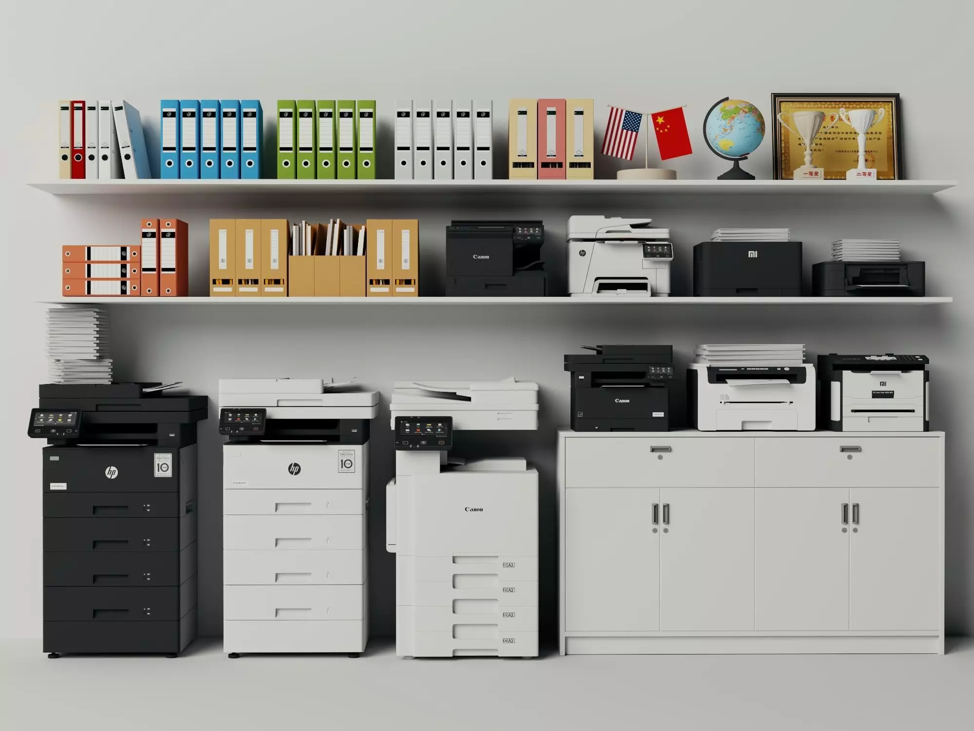 Office Multifunction Printers Copiers Pack 3D Models Low-poly 3D model