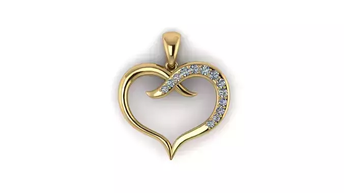 Pave Double Line Heart Pendant