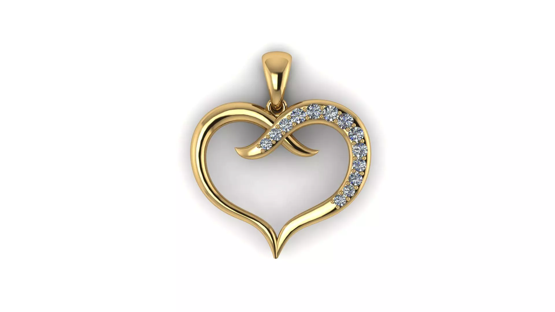 Pave Double Line Heart Pendant 3D print model