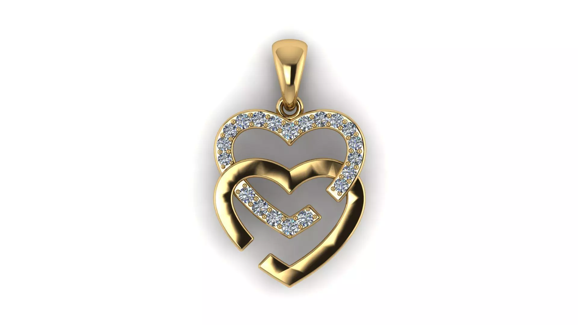 Interlocking Open Ended Heart Pave Diamond Pendant 3D print model