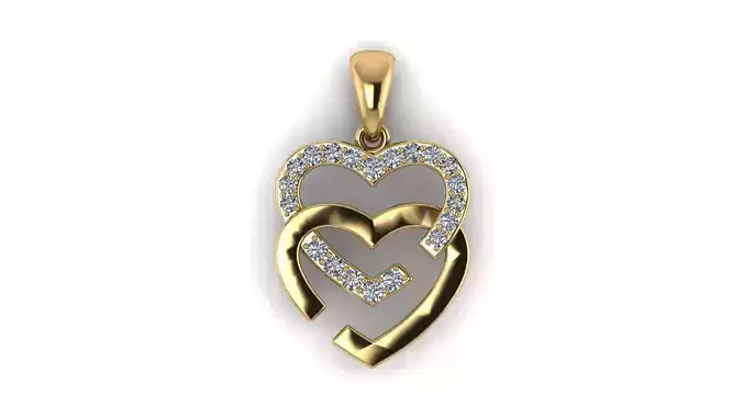 Interlocking Open Ended Heart Pave Diamond Pendant