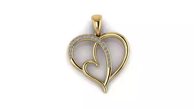 Interlocking Double Heart Diamond Pendant