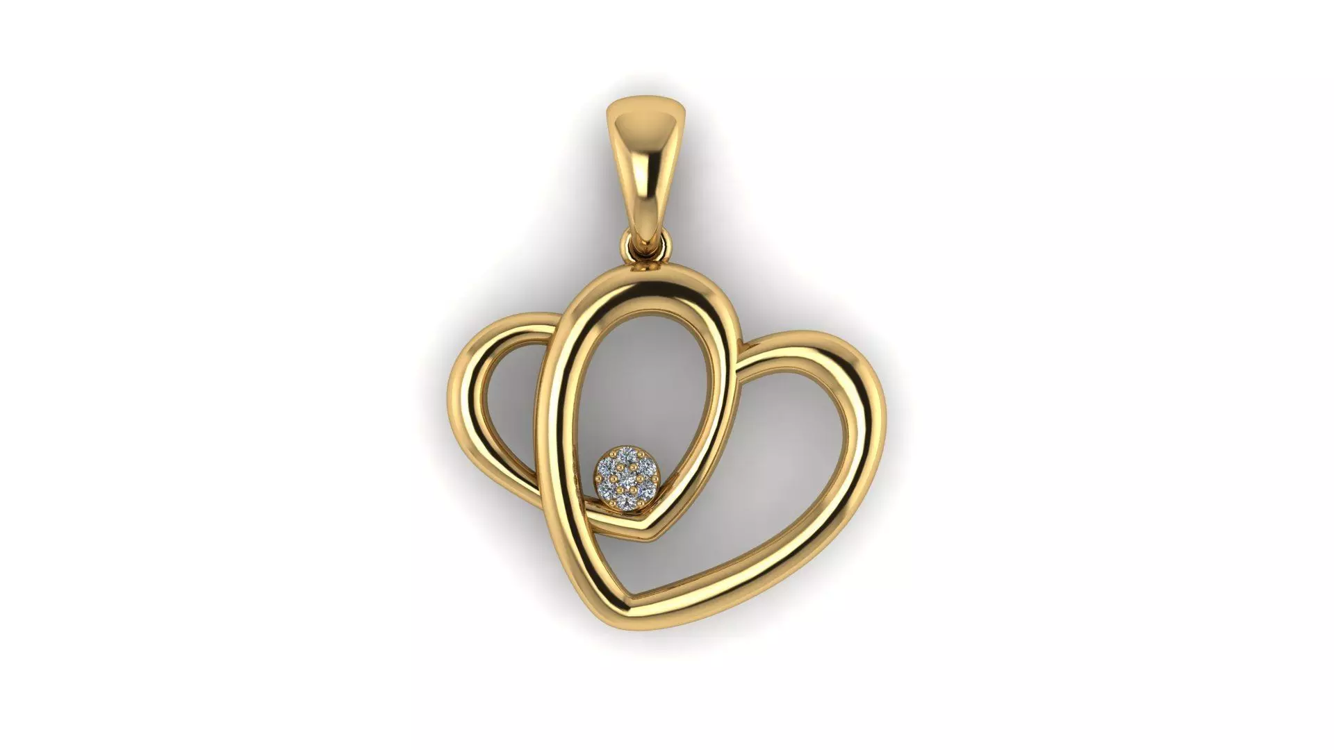 Double Open Heart Pendant with Diamond Cluster 3D print model