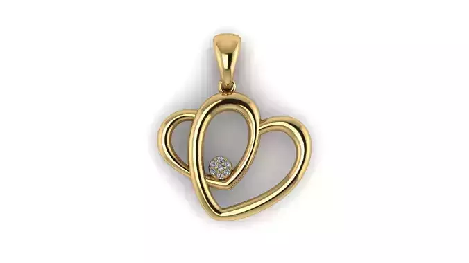 Double Open Heart Pendant with Diamond Cluster