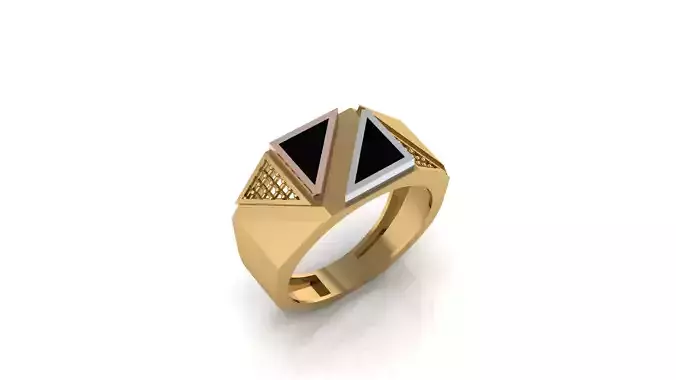 Tri Tone Architectural Enamel Ring with Lattice Design