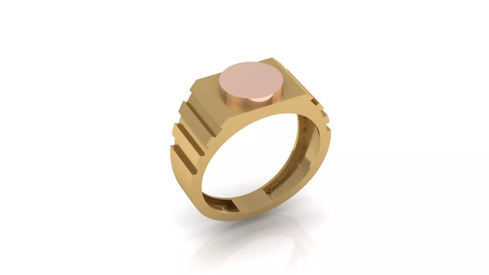 Two Tone Round Top Ring with Horizontal Grooves 3D print model