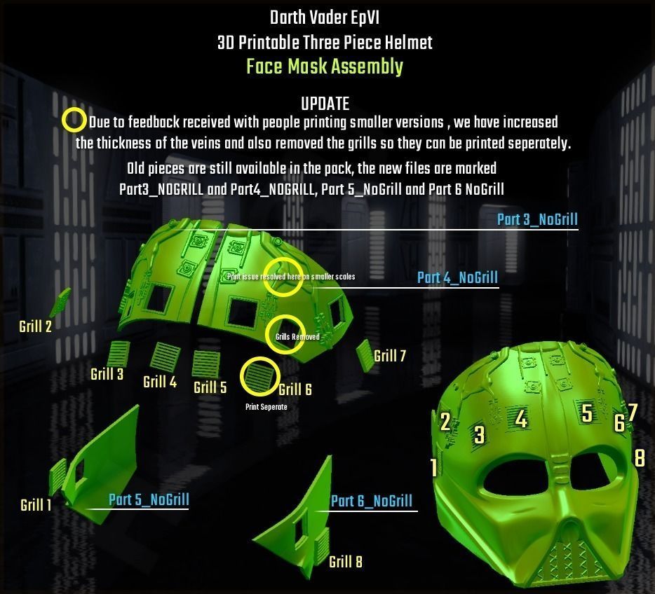 3D Printable Darth Vader Helmet - With Reveal Face Mask 3D print model_7