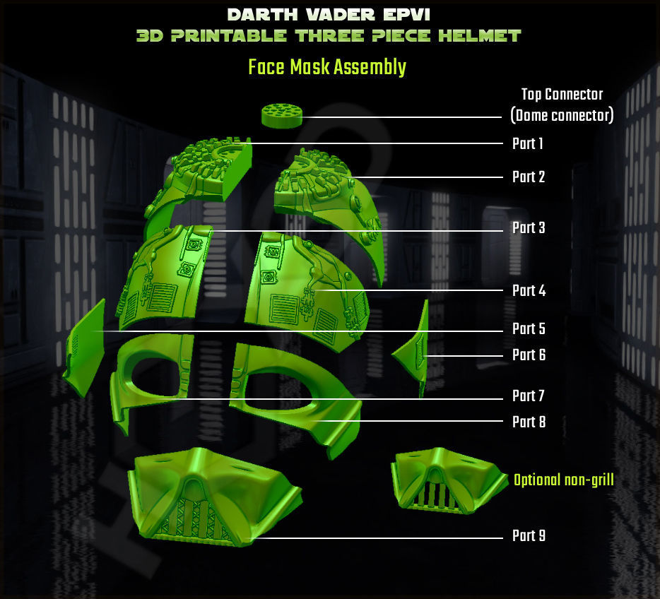 3D Printable Darth Vader Helmet - With Reveal Face Mask 3D print model_8