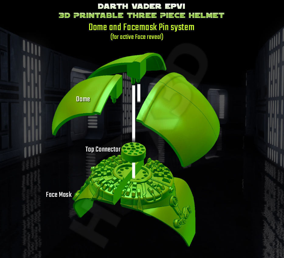 3D Printable Darth Vader Helmet - With Reveal Face Mask 3D print model_9
