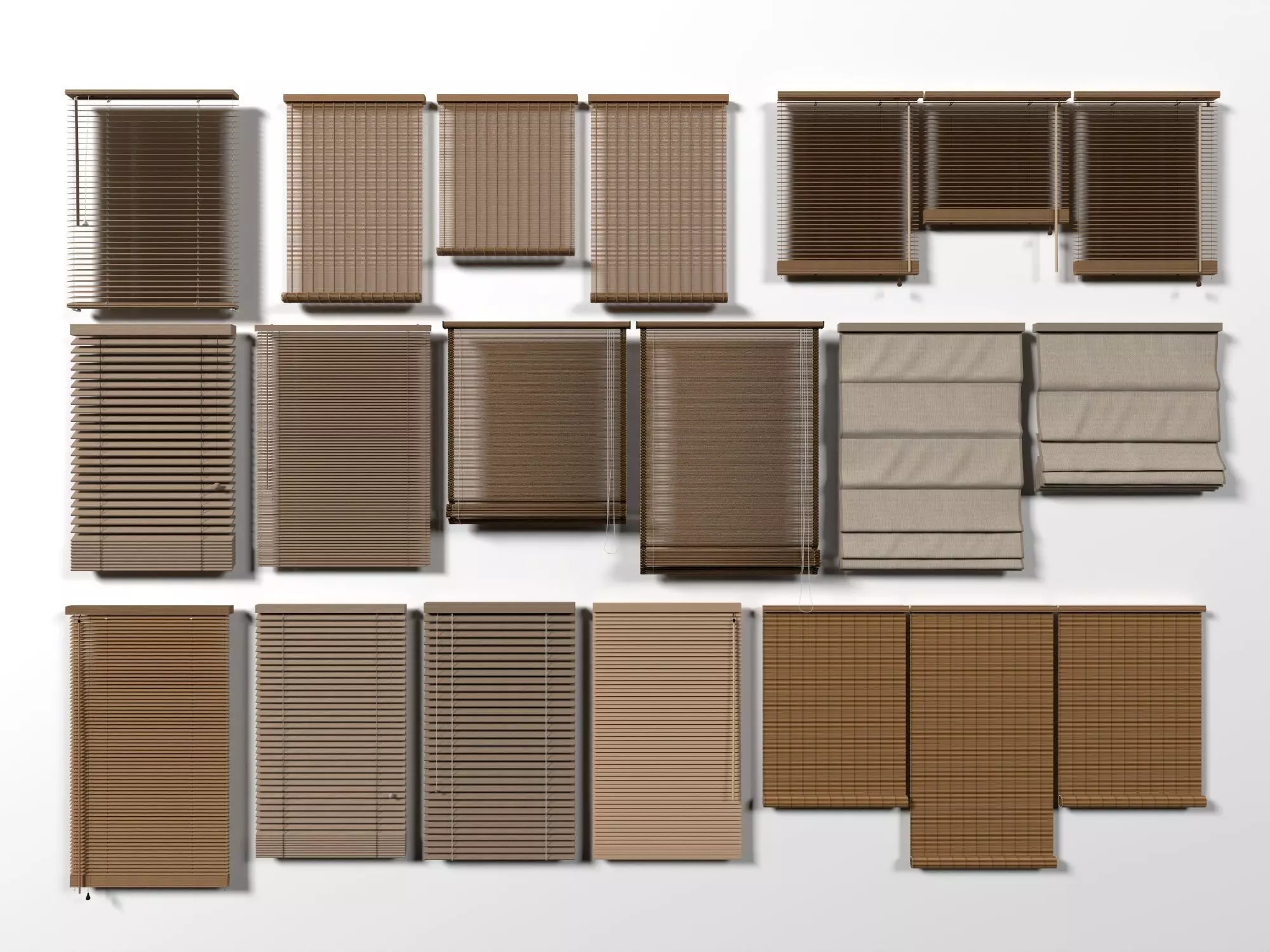 Bamboo Blinds Roman Shades Collection 3D Model Pack Low-poly 3D model