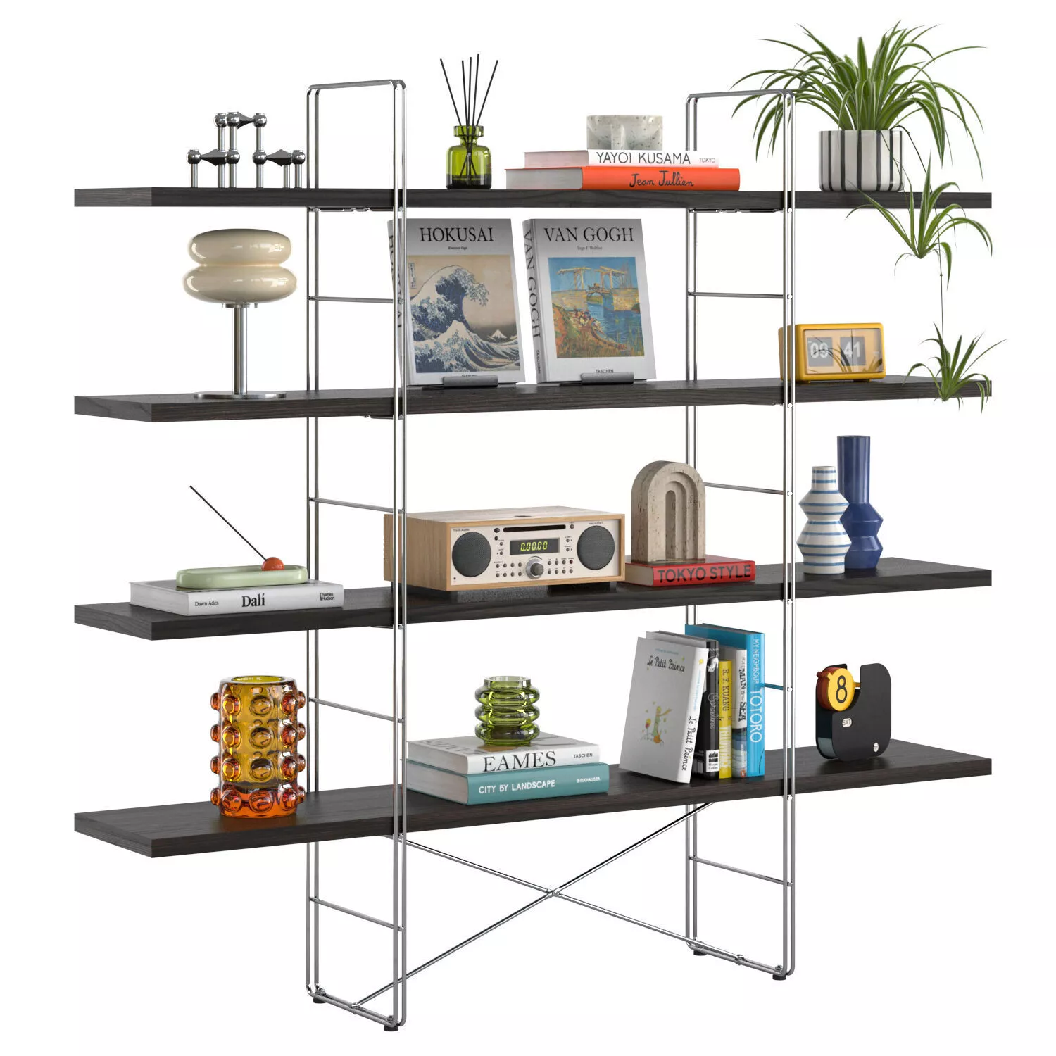 Ikea Enetri Byakorre shelving with mid-century decor 3D model