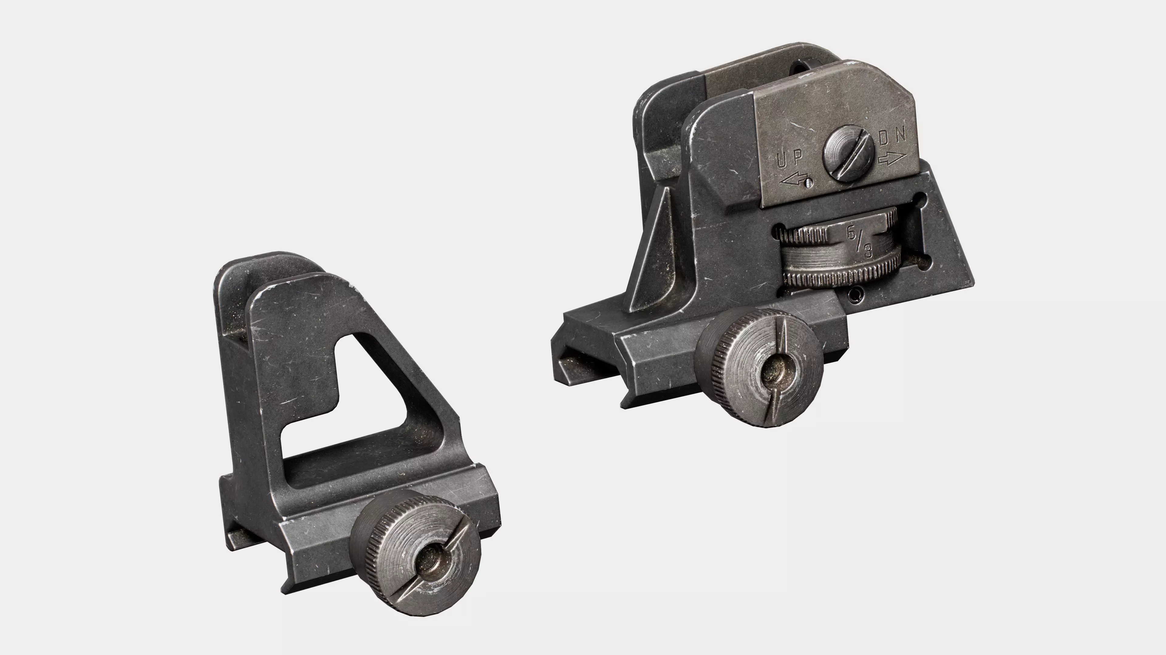 AR15 M4A1 Modular Iron Sight A2 Customizable Low-poly 3D model