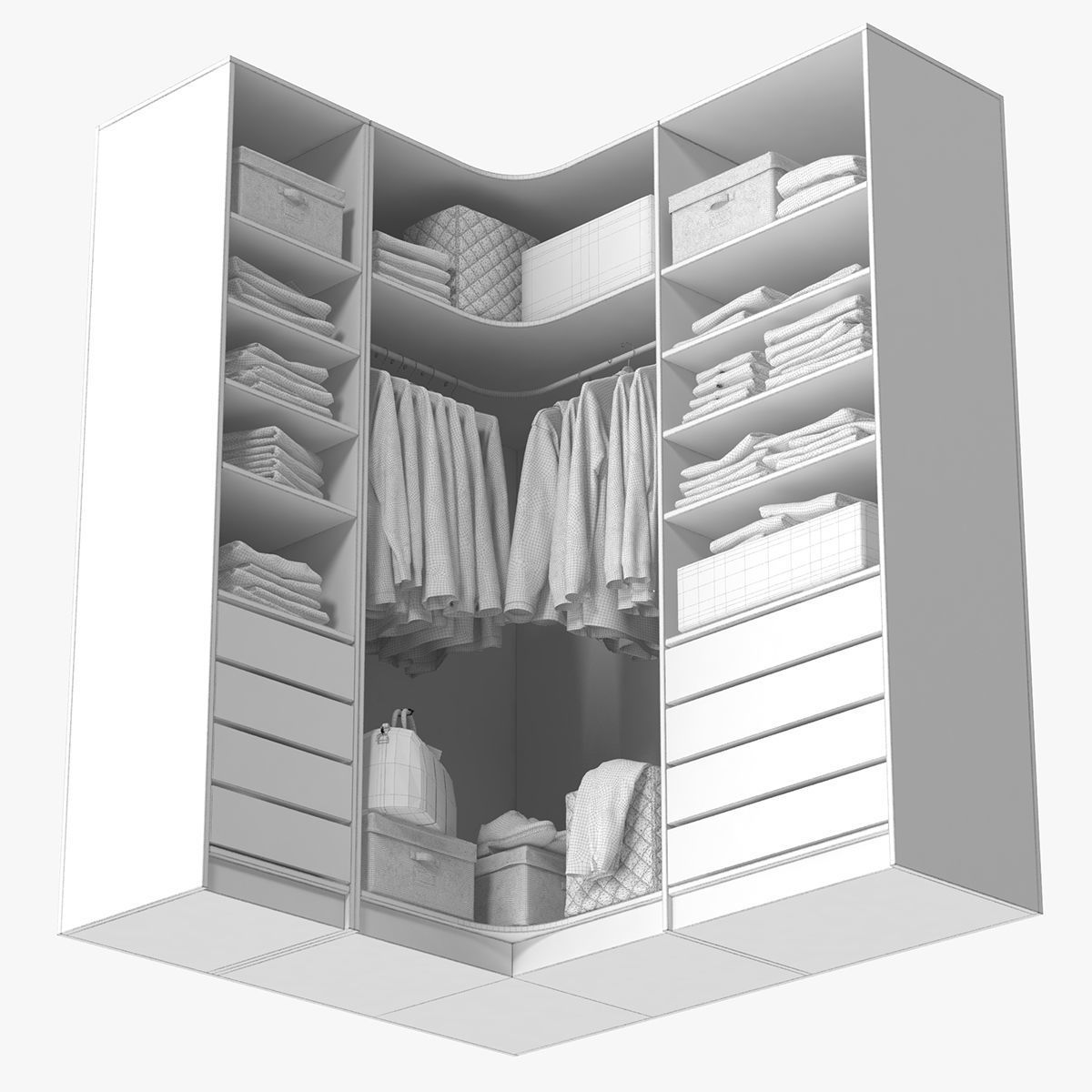 Wardrobe with Clothes 3D model_22