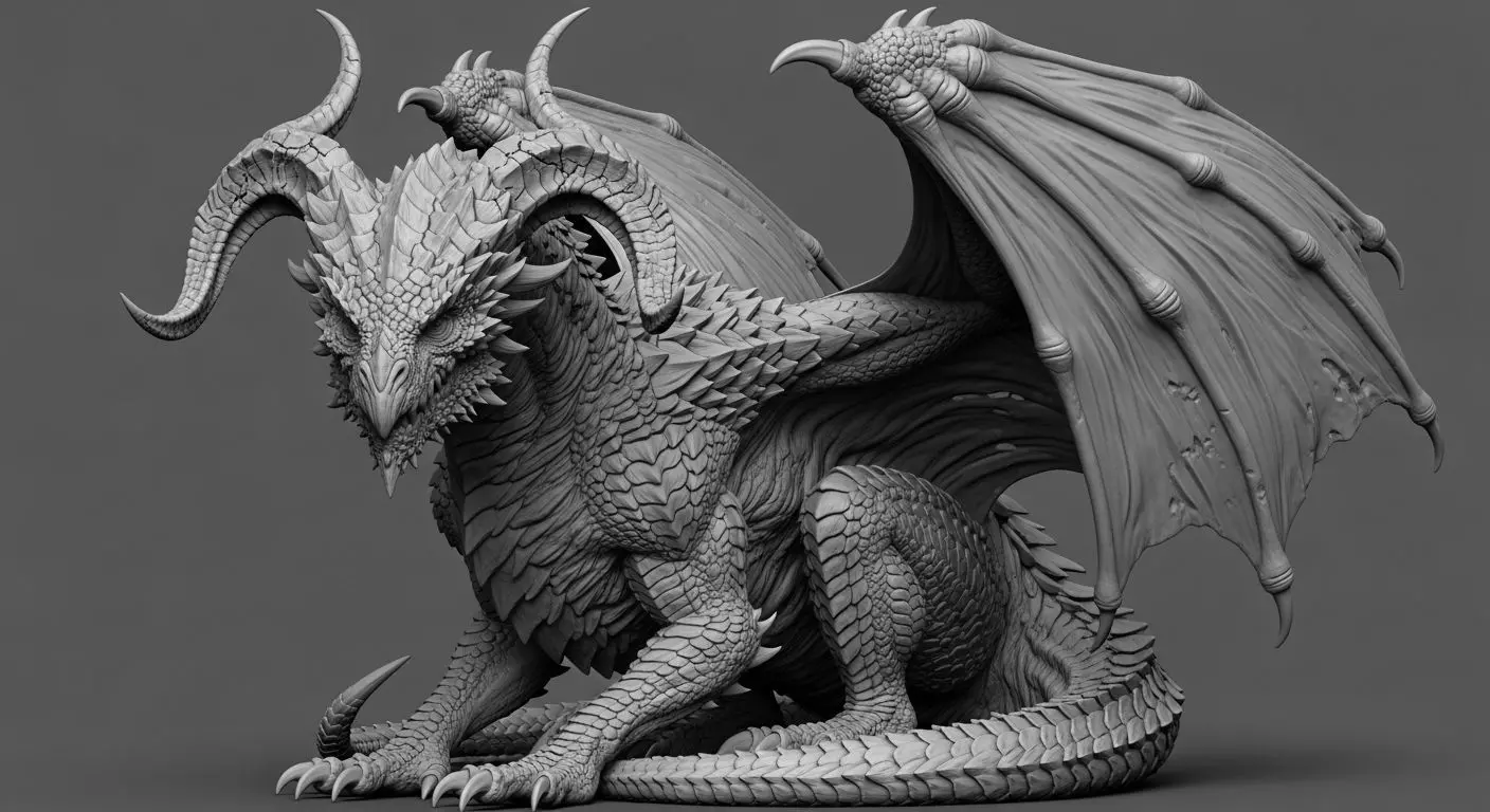 Dragon Xeldranth High-Detail Fantasy Creature 3D Model 3D print model