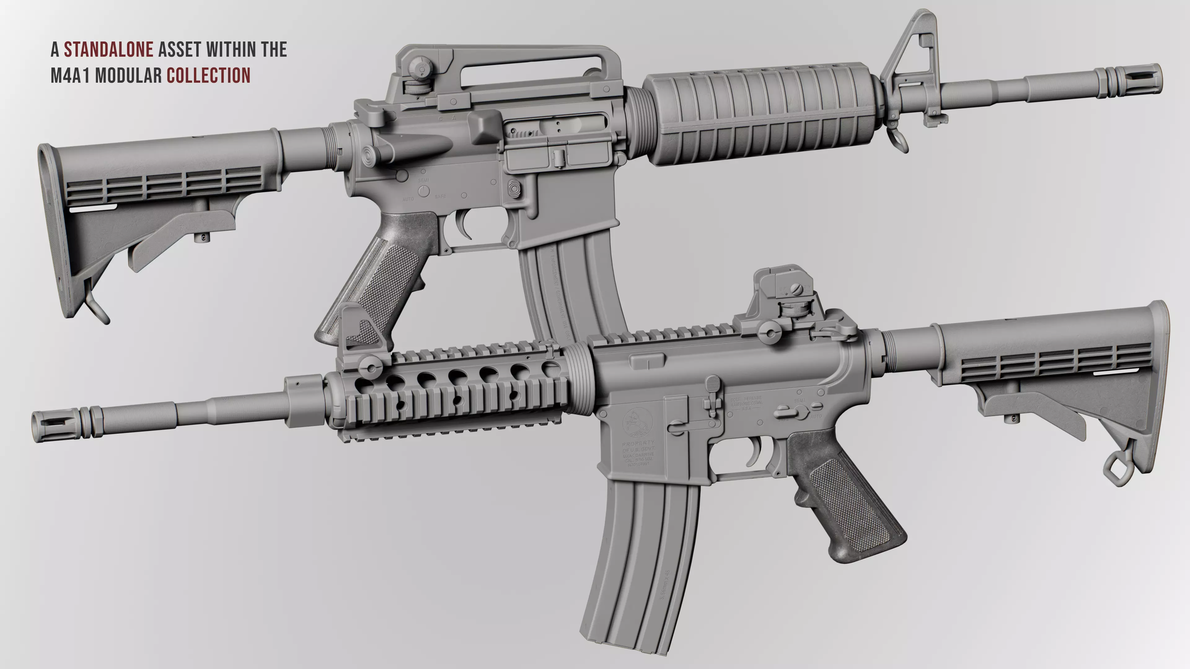 3D model AR15 M4A1 Modular Pistol Grip A2 Customizable VR / AR