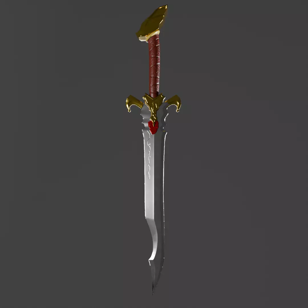Fantasy Ornate Sword Game Ready low-poly 3d model Low-poly 3D model