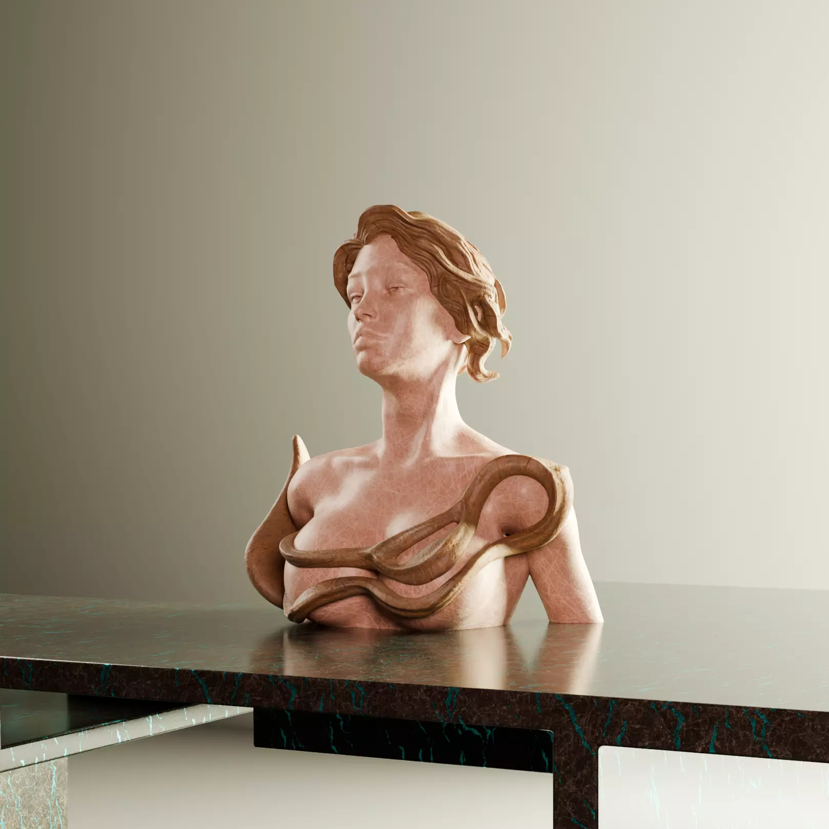 Wooden Female Sculpture 3D model