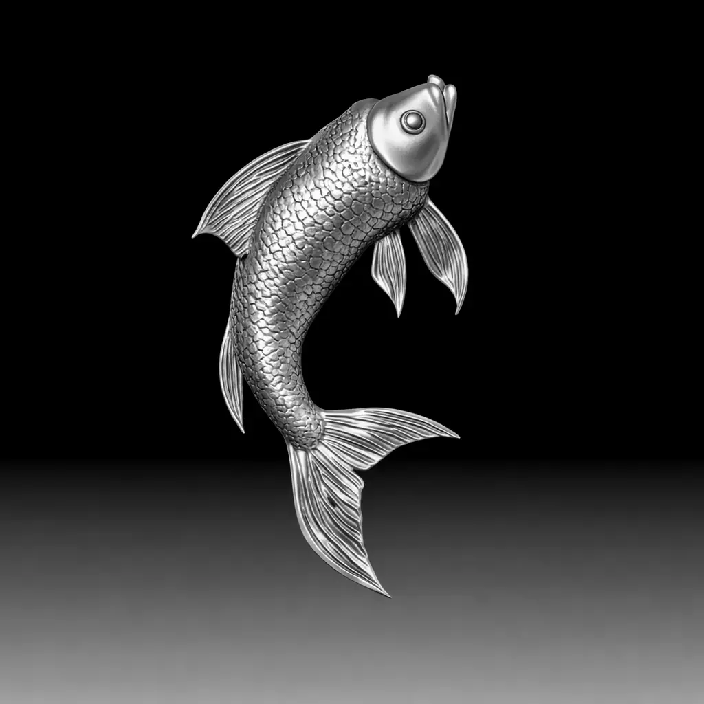 3D digital sculpture of a Koi fish 3D print model
