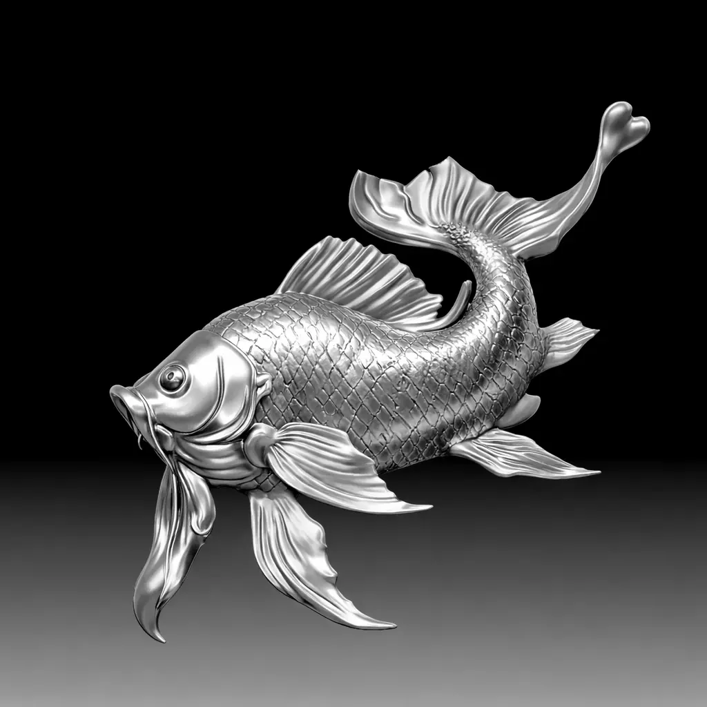 3D digital sculpture of a Koi fish 3D print model