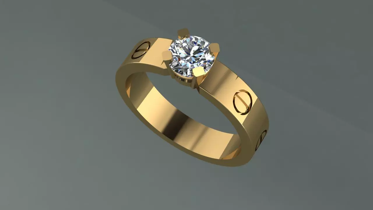 Rings brilliant-cut diamond 3D print model