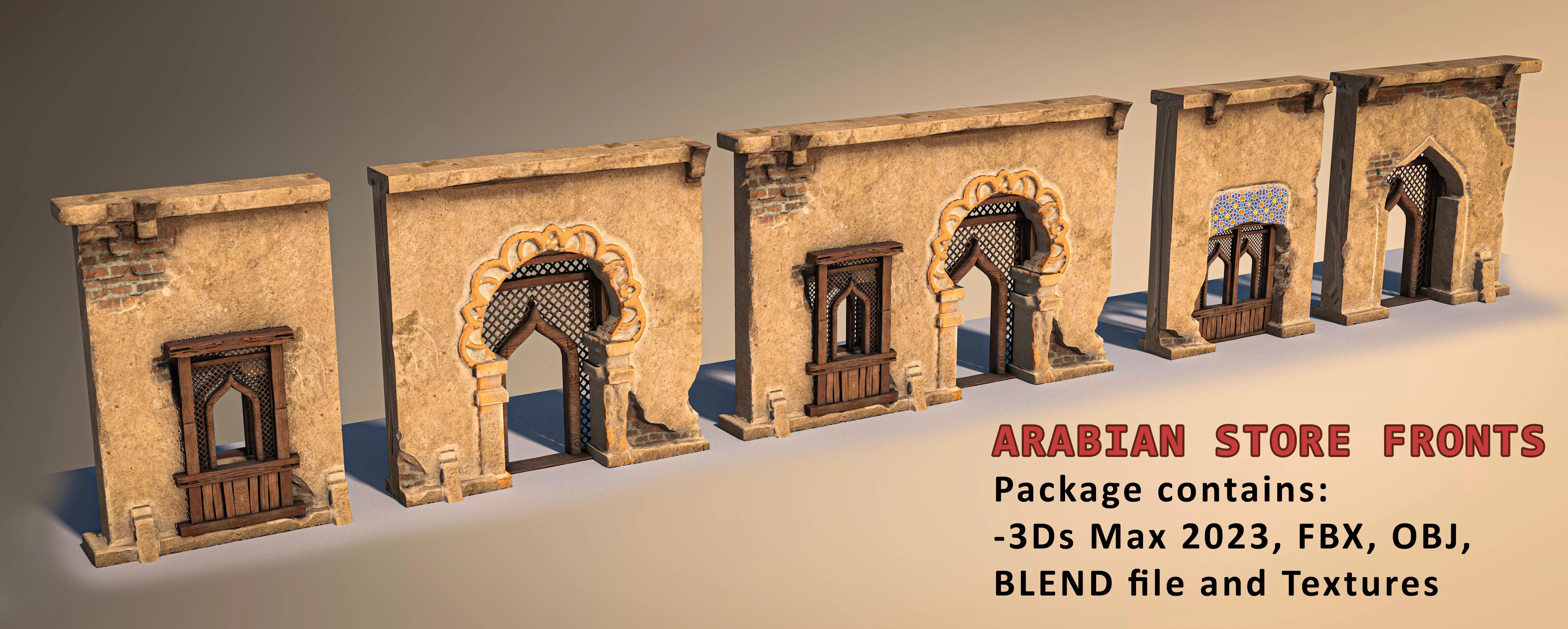 Arabian Store Fronts Low-poly 3D model