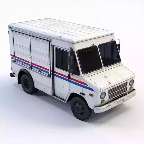 Realistic Postal Mail Truck 3D Model 