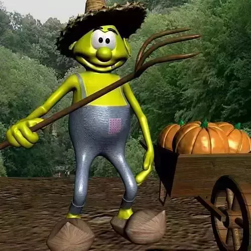 Farmer cartoon RIGGED 3D model