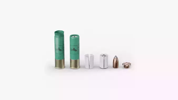 Hunting Shotgun Ammo Disassembled Green