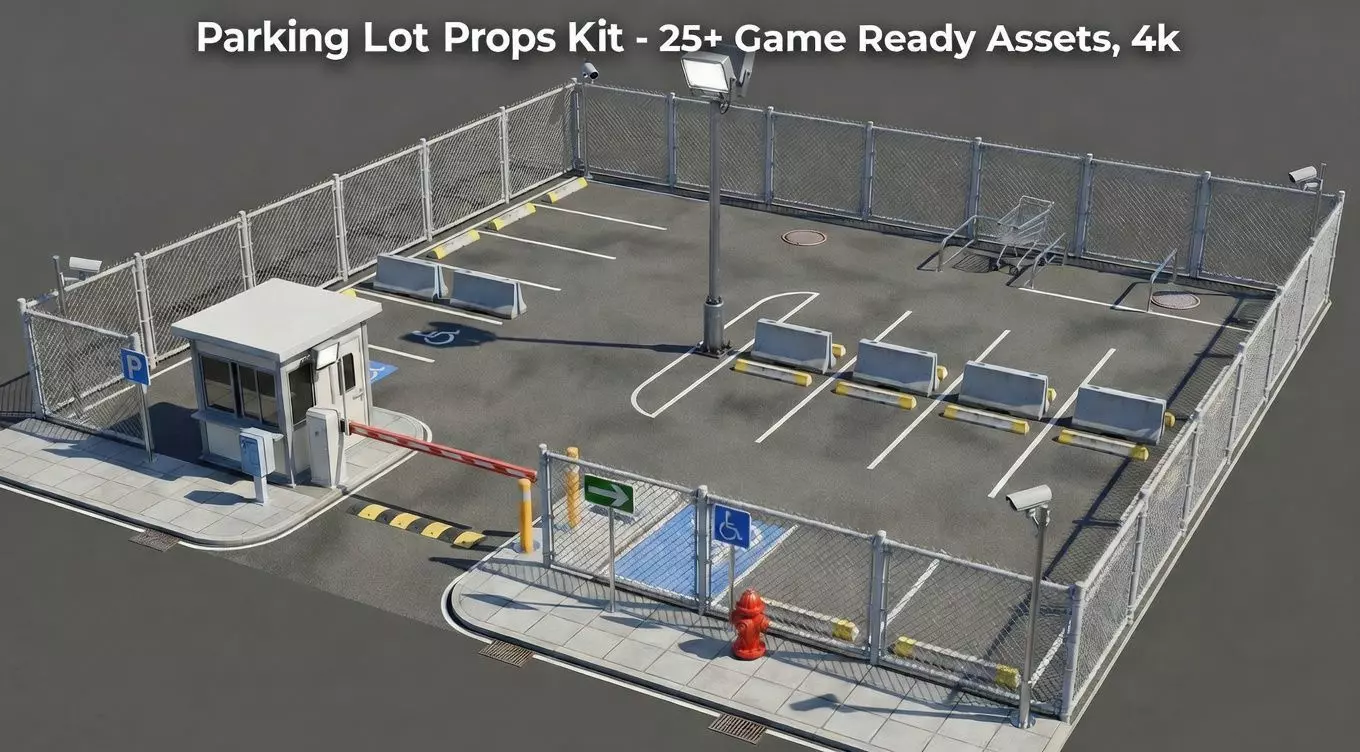 Parking Lot Props 27 Game Ready Asset Low-poly 3D model