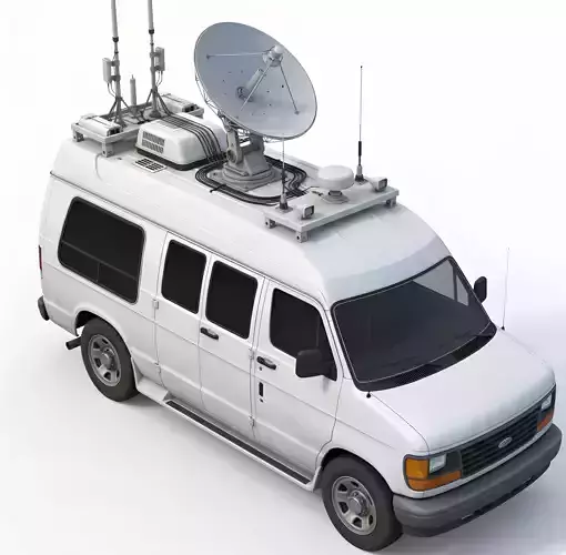 Realistic Satellite Communication Van 3D Model 3d model