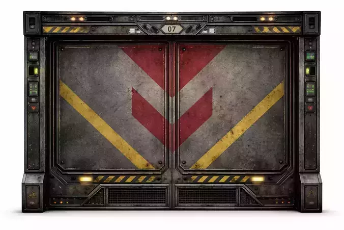 Sci-Fi Industrial Sliding Door - PBR Low Poly Game Ready