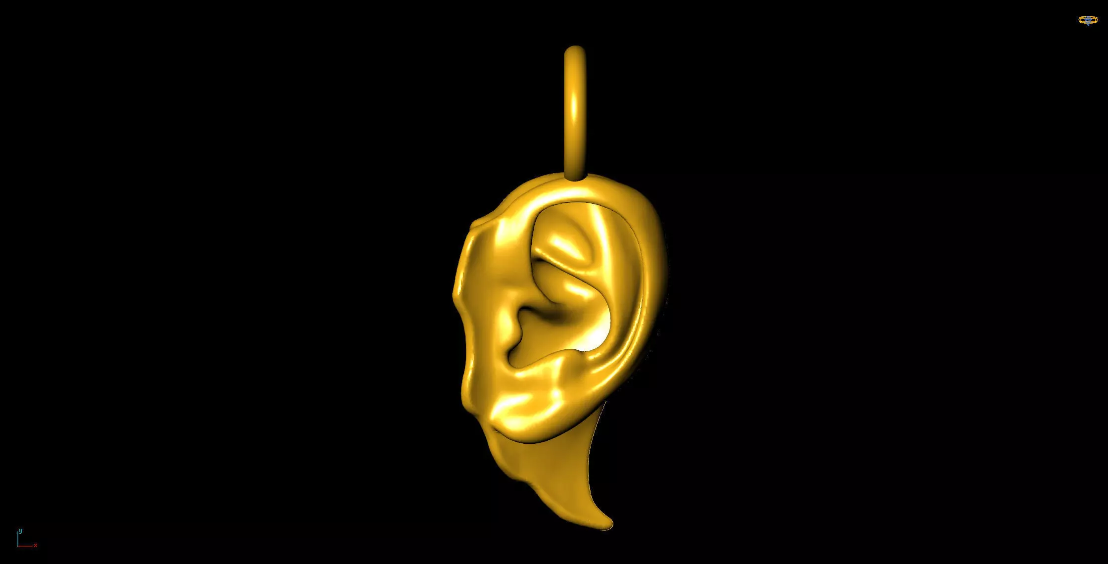 Ear gothic pendant charms - one inch pendant Free 3D print model