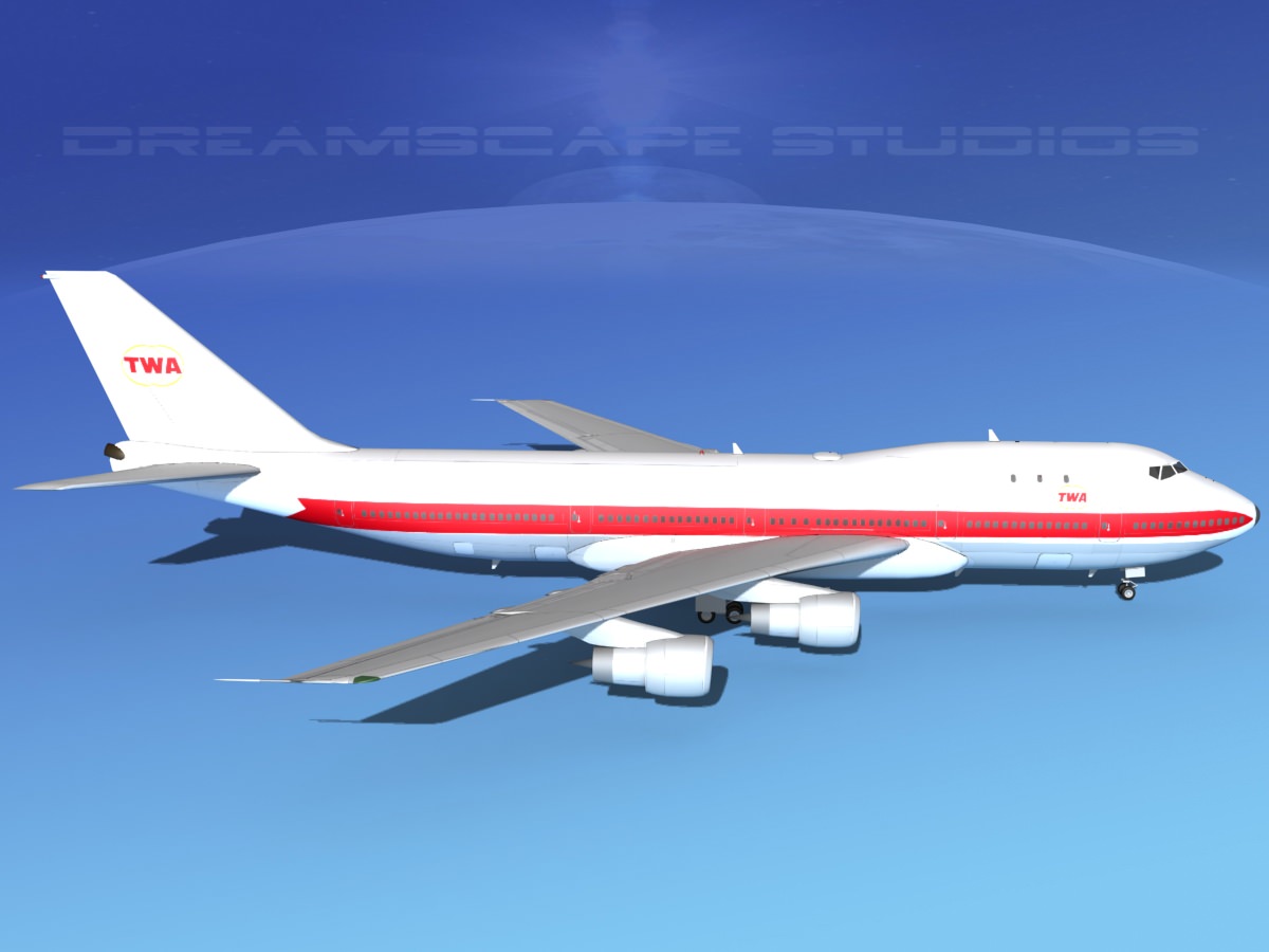 Boeing 747-100 TWA 1 3D model_4