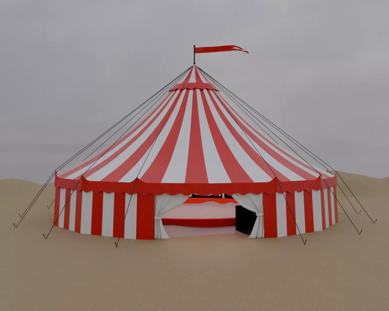 Circus Big Top Tent vintage fair Interior Environment simulation Low-poly 3D model