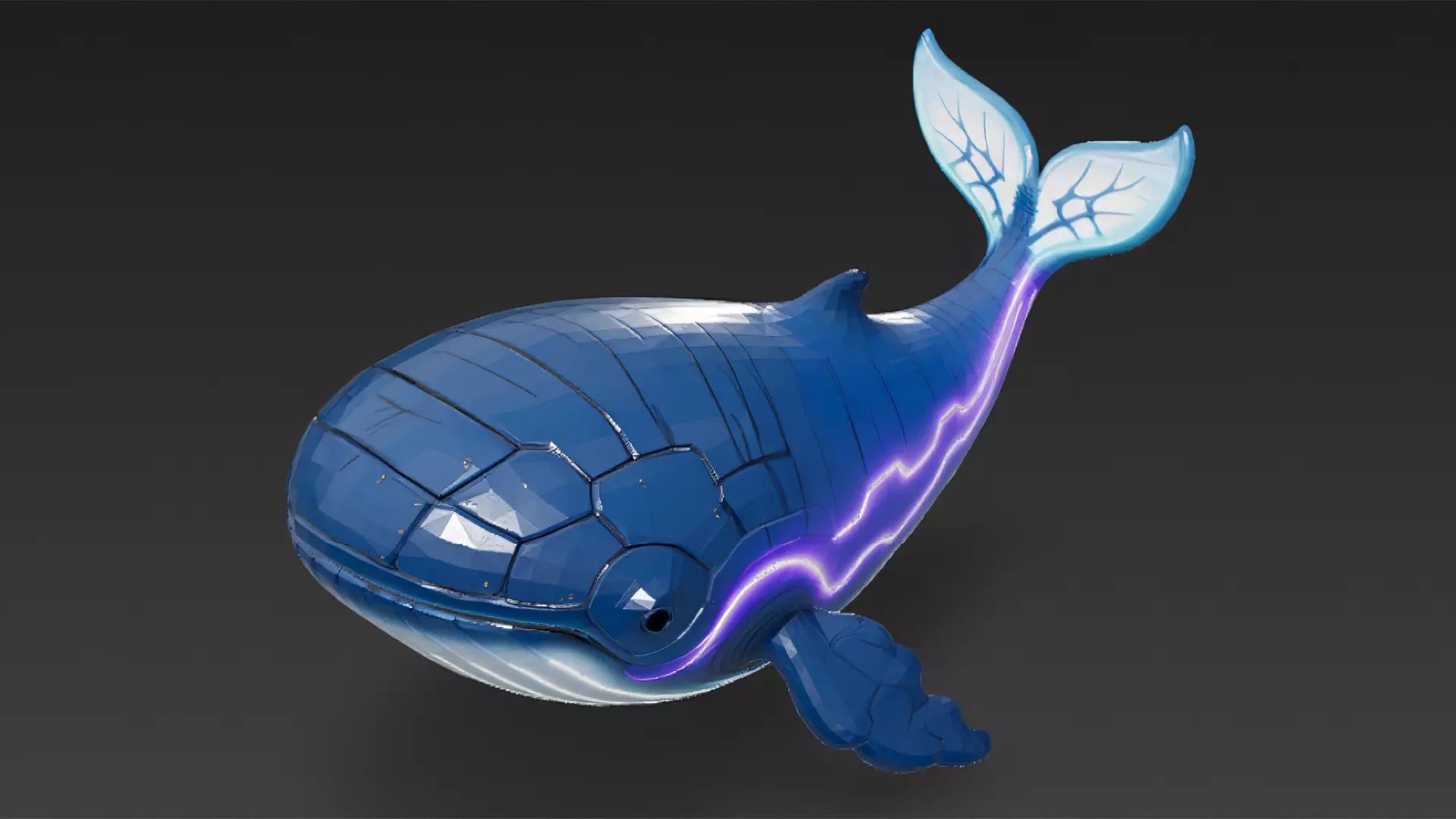 Cartoon Cyberpunk Whale Low-poly 3D model