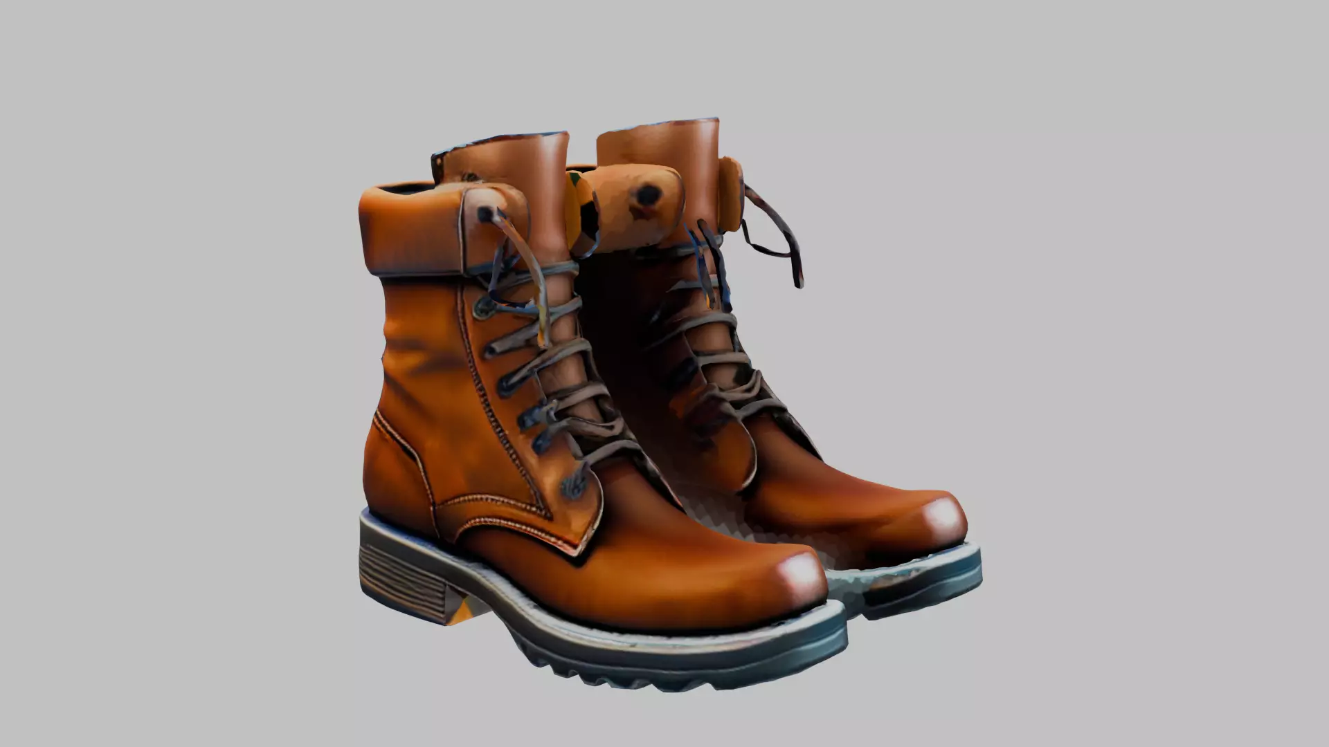 leather boots Low-poly 3D model
